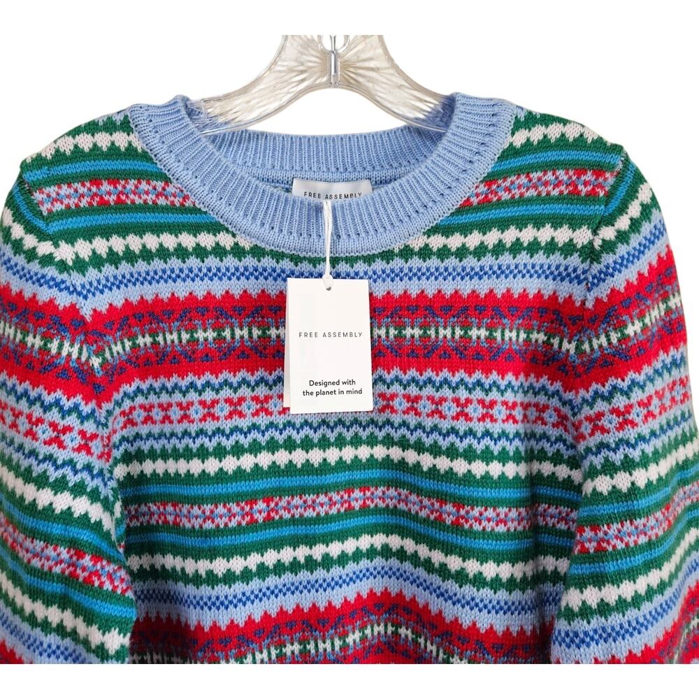FREE ASSEMBLY Women's M Nordic Sweater Multicolor Recycled Poly & Wool 38" NEW - Picture 2 of 8